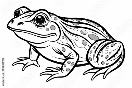 coloring page line art the african bullfrog vector