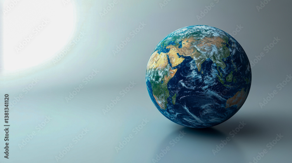 Stunning photorealistic representation of planet Earth showcasing continents and oceans in vibrant colors Stunning photorealistic representation of planet Earth showcasing continents and oceans in vibrant colors