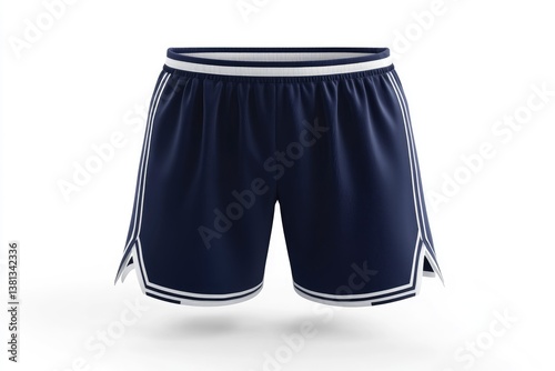 Isolated Blue Basketball Shorts with White Stripes Athletic Apparel Concept