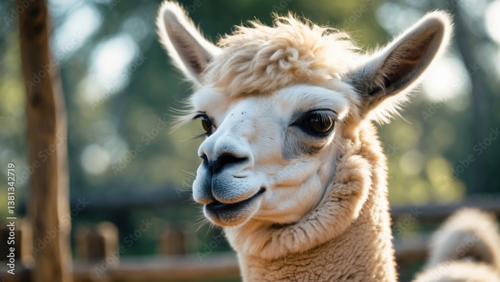 Obraz premium Profile view of an alpaca portrait.