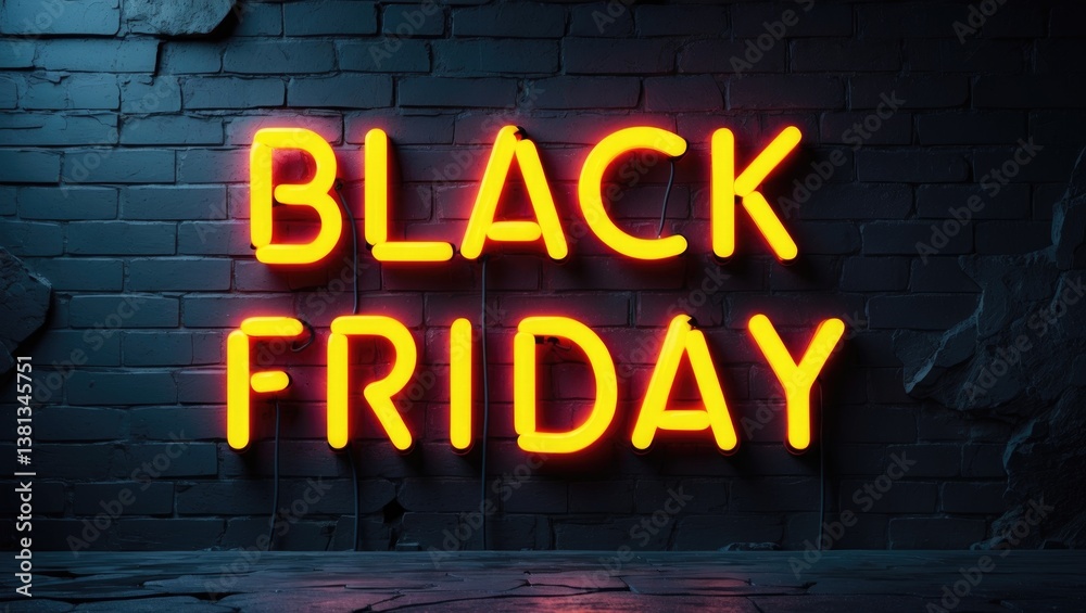 Obraz premium Neon Sign for Black Friday Sale Featuring Percentage Discount