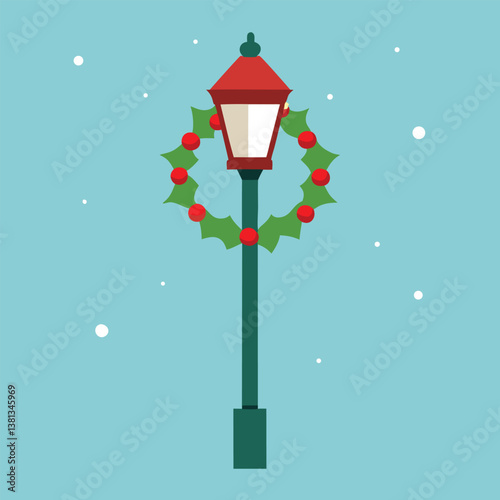 lantern on the snow covered with snow