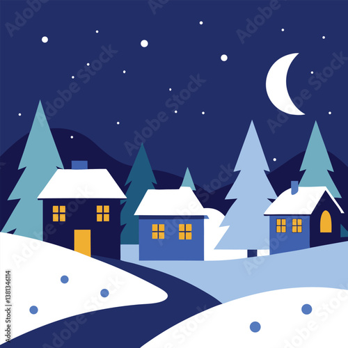 winter landscape with houses
