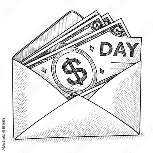 Envelope with Cash - Salary or Payment Concept