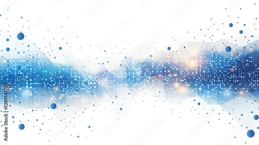 Obraz premium 2d vector logo graphic corporate , clean lines square border with very simple scatterplot chart in middle in blues and with white background 