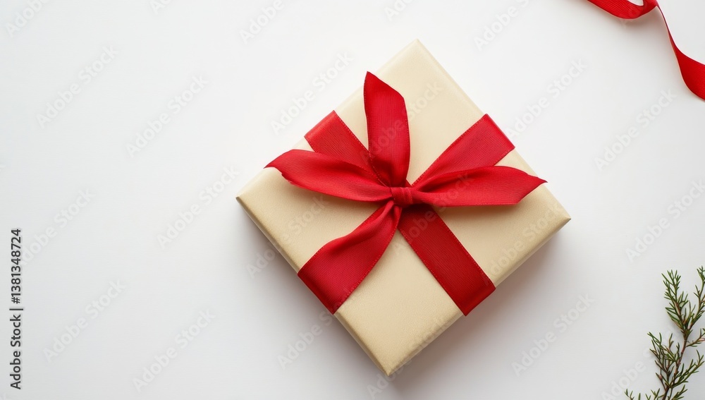 Simple gift box with red ribbon Simple gift box with red ribbon