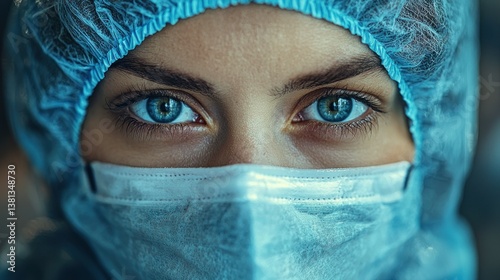 A Close-Up Portrait of a Nurse's Determined Gaze