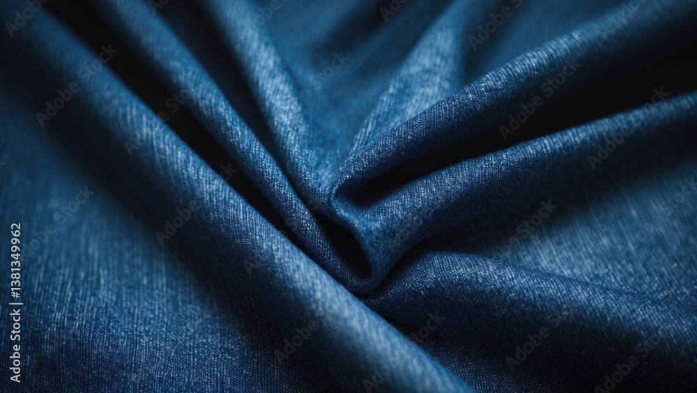 Obraz premium Blue jean fabric texture. Plain denim cloth textile backdrop. Soft textile. Flat cotton surface. Grunge design structure. Dark material. Vintage aesthetic.