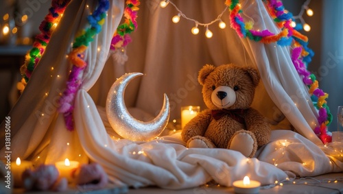 Hovel adorned with garland for children's celebration