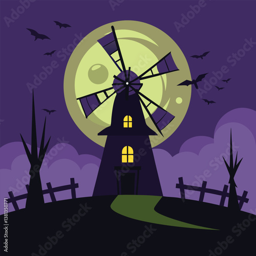 windmill at night