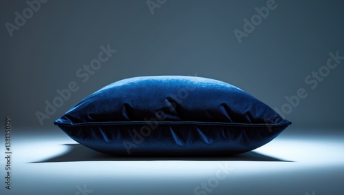 Blue velor pillow, isolated against a background.