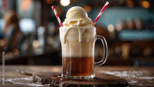 Homemade Ice Cream Float with Soda photo