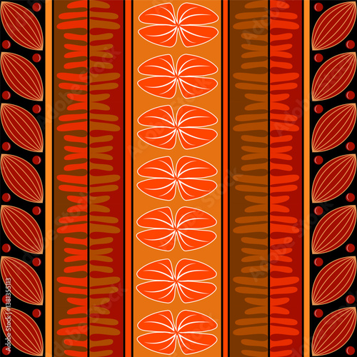 Botanical, seamless pattern with vertical stripes.