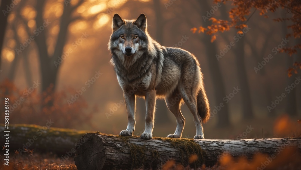 Obraz premium Grey Wolf standing in the woods.