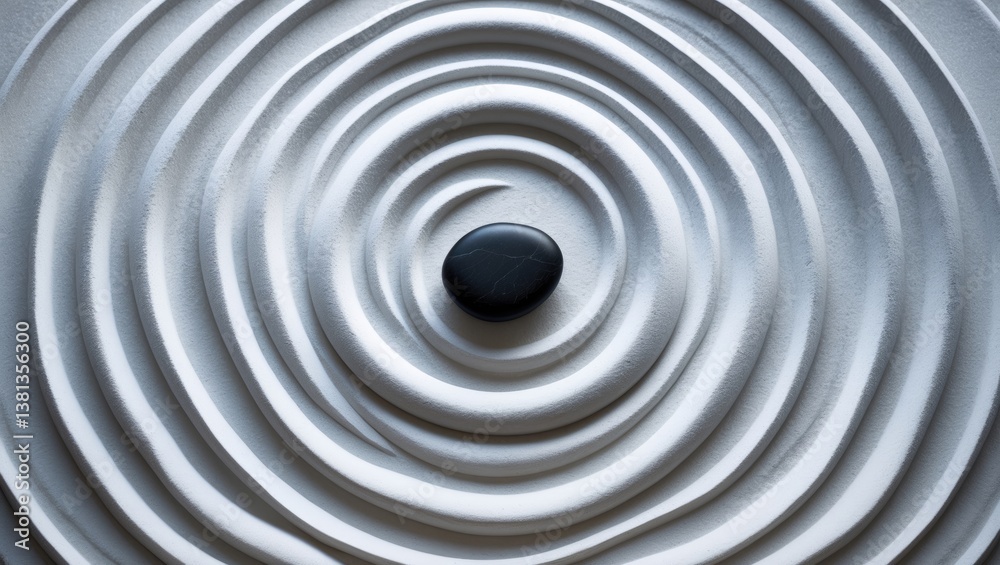 Obraz premium Black stones arranged on sand. Zen garden backdrop scene. Aerial view.