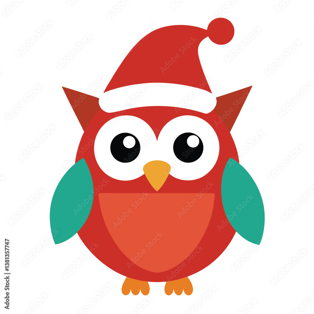 Naklejka premium owl with christmas hat