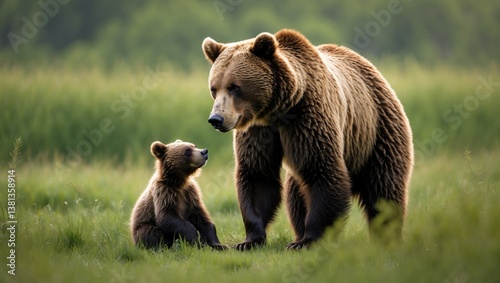 Momma bear reprimanding her cub