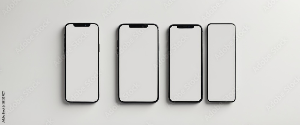 New smartphones, various blank displays