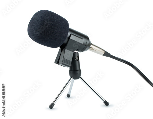 Black microphone on tripod