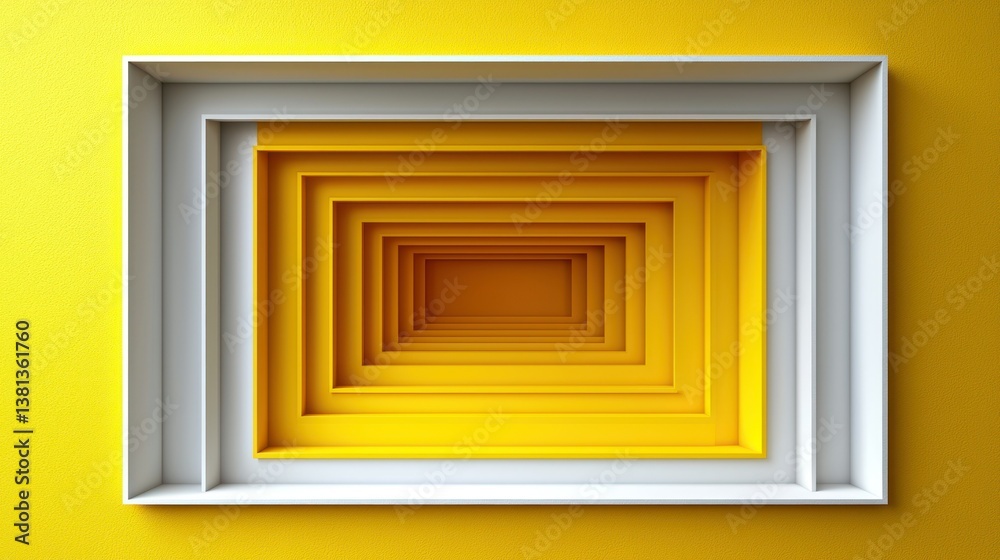 Abstract Yellow and White Nested Frames Illusion Abstract Yellow and White Nested Frames Illusion