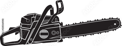 Chain Saw silhouette vector illustration isolated On Transparent Background