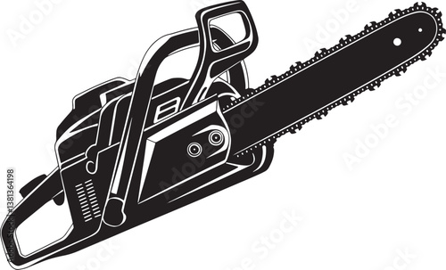 Chain Saw silhouette vector illustration isolated On Transparent Background