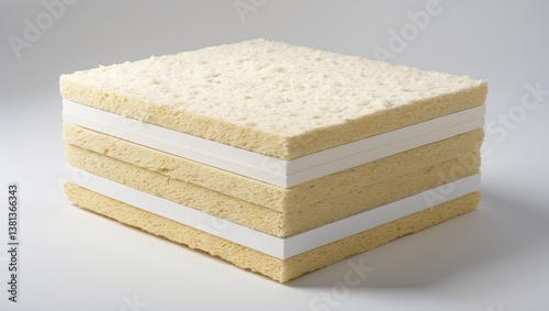 Mineral wool separated against a white backdrop with a clipping path. Insulating thermal material.