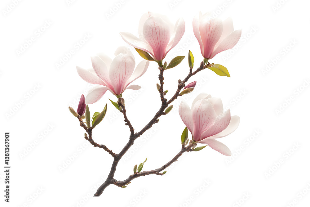 Obraz premium Magnolia with Short branch isolated on white or transparent background