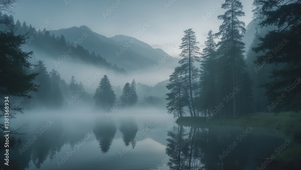 Fototapeta premium Morning Mist at the Volcano Mountains