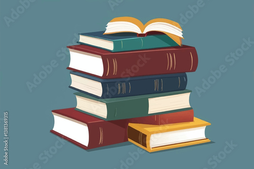 A pile of traditional real books used for education at schools and universities for learning and research 