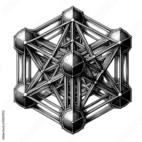 Geometric structure in intricate black and white design  