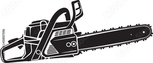 Chain Saw silhouette vector illustration isolated On Transparent Background