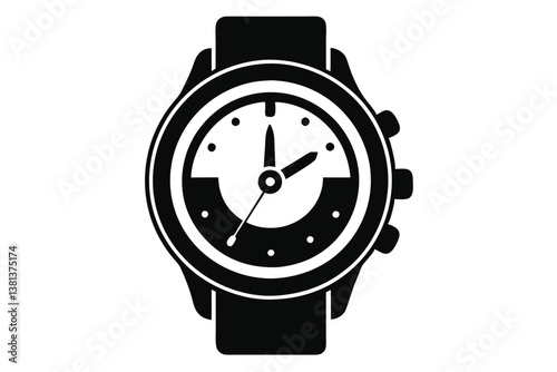 Wristwatch Icon with Short Hand Isolated 
