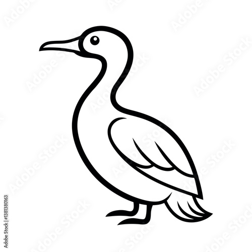 Black and White Double Crested Line Art Vector

