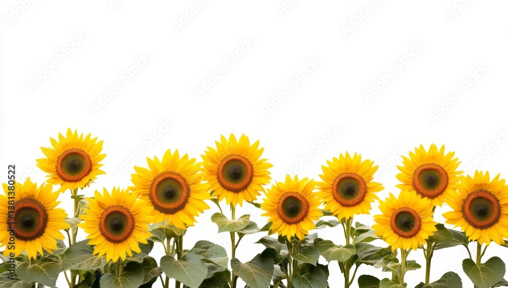 Naklejka premium Sunflower border against white background