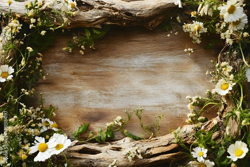 Floral Wreath on Wood Greeting Card: A Touch of Nature and Warmth