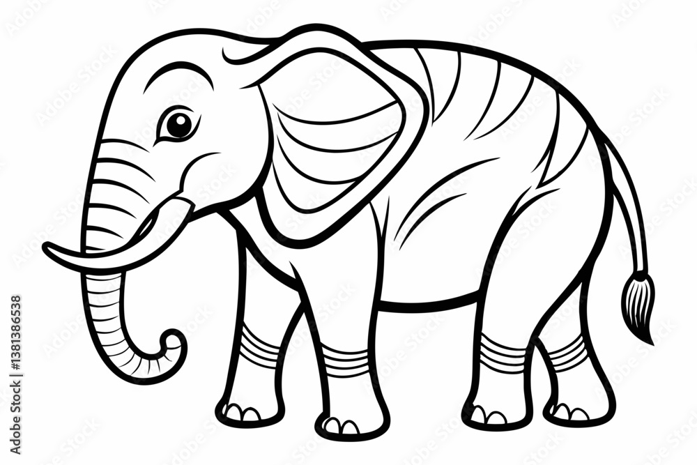 Fototapeta premium coloring page line art the elepent black vector