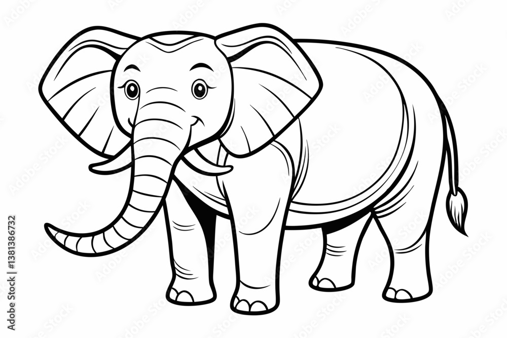 Fototapeta premium coloring page line art the elepent black vector