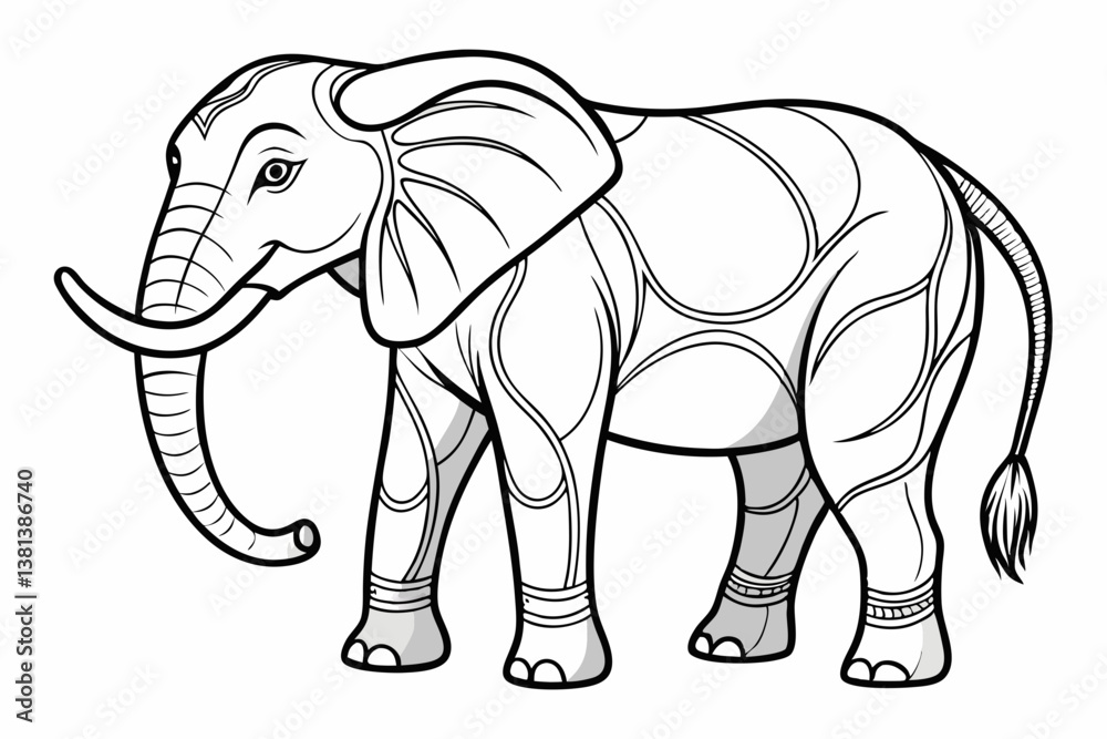 Fototapeta premium coloring page line art the elepent black vector