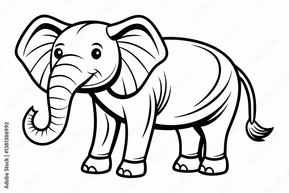 Fototapeta premium coloring page line art the elepent black vector