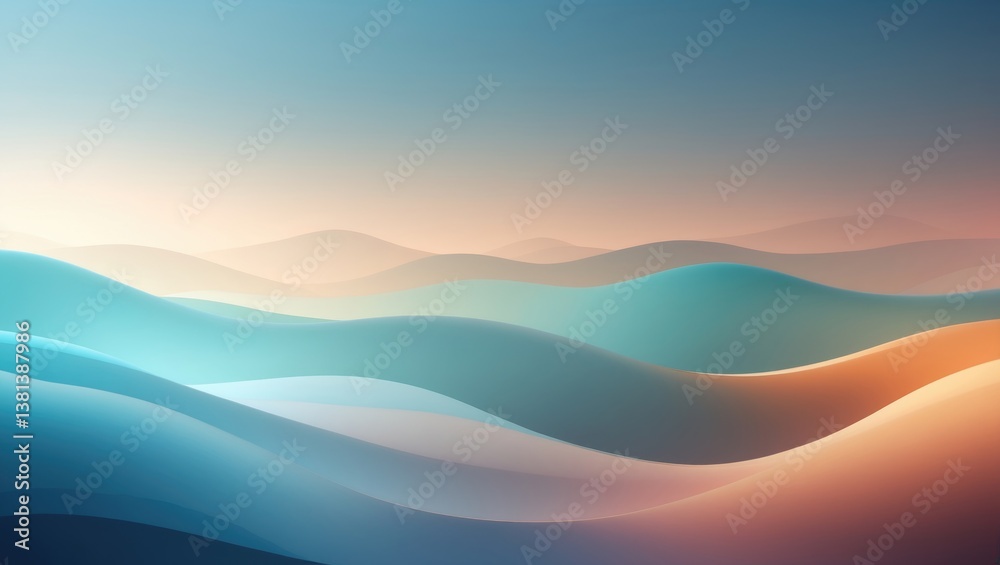 Colorful grainy gradient waves background, abstract design, black empty space.