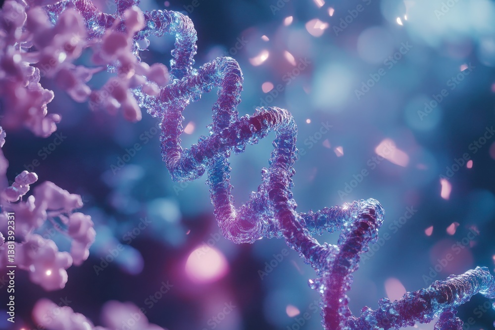 Scientific data processing and analysis of DNA strands with abstract background visualization, scientific data processing over scope with dna strand Scientific data processing and analysis of DNA strands with abstract background visualization, scientific data processing over scope with dna strand
