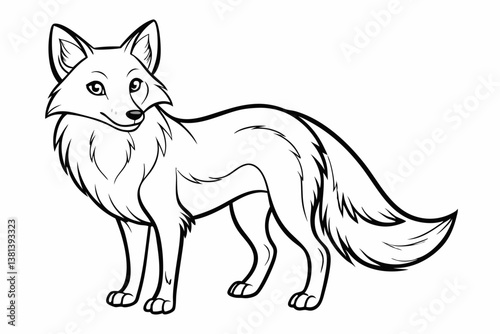 coloring page line art the fox black vector