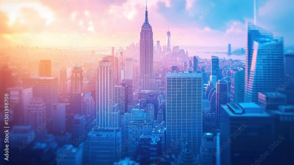 Manhattan Skyline at Sunset: A Breathtaking View of the City that Never Sleeps