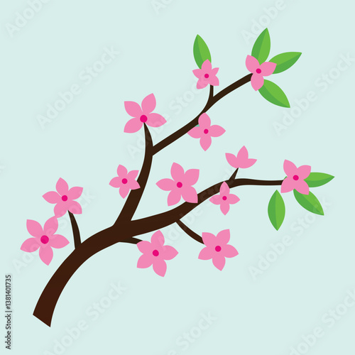 Pink sakura blossoms bloom on cherry tree branches, a floral spring beauty