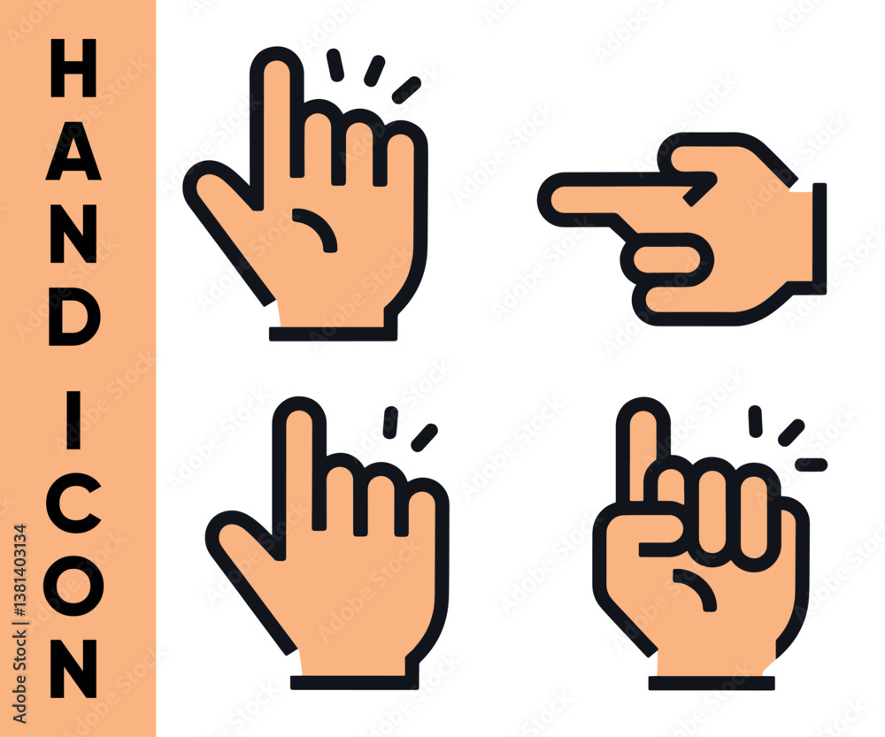 Fototapeta premium Hand Gesture Icon Set – Minimal Vector Line Icons 