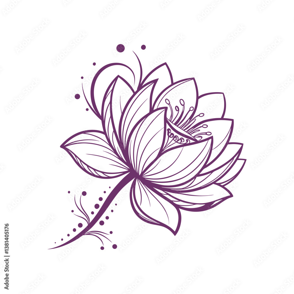 Retro stylhe lotus floral design Retro stylhe lotus floral design