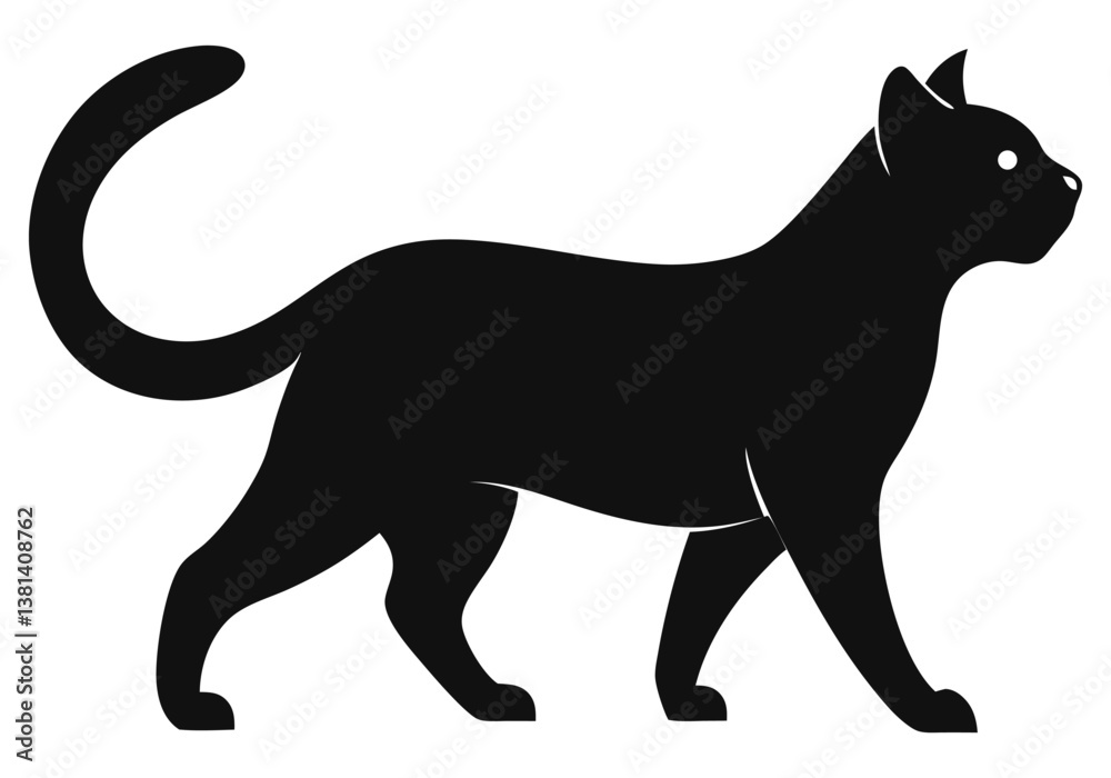 Fototapeta premium walking silhouette cat isolated on white background