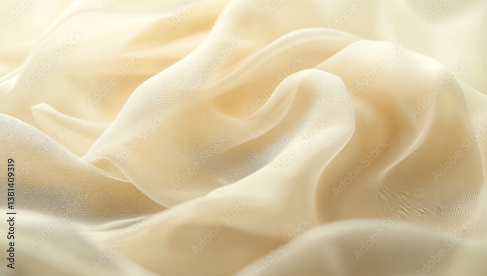Fototapeta premium Creamy, soft, flowing fabric drapes in elegant folds