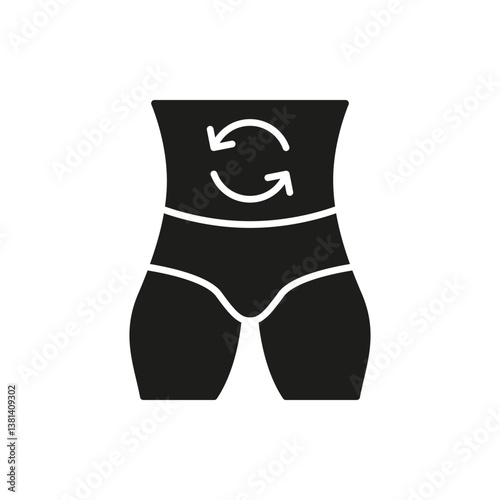 Male Body with Metabolism Arrows Solid Icon. Mans Torso with Digestive System Arrows Silhouette Symbol. Isolated Vector Illustration